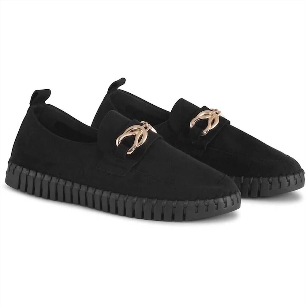 NEW ILSE JACOBSEN women's tulip loafer in gold/black
